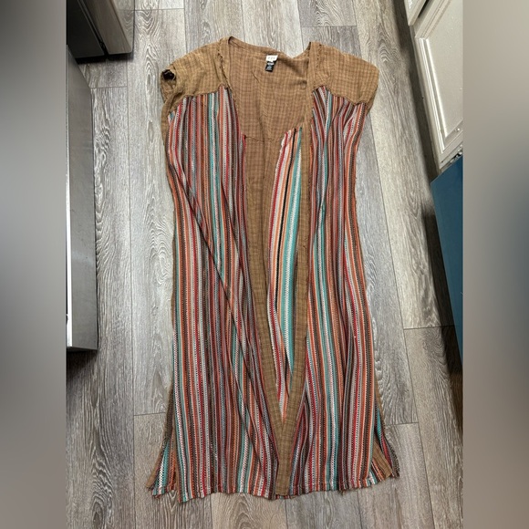 Pol brown Striped Multicolor Long Kimono - Picture 5 of 12